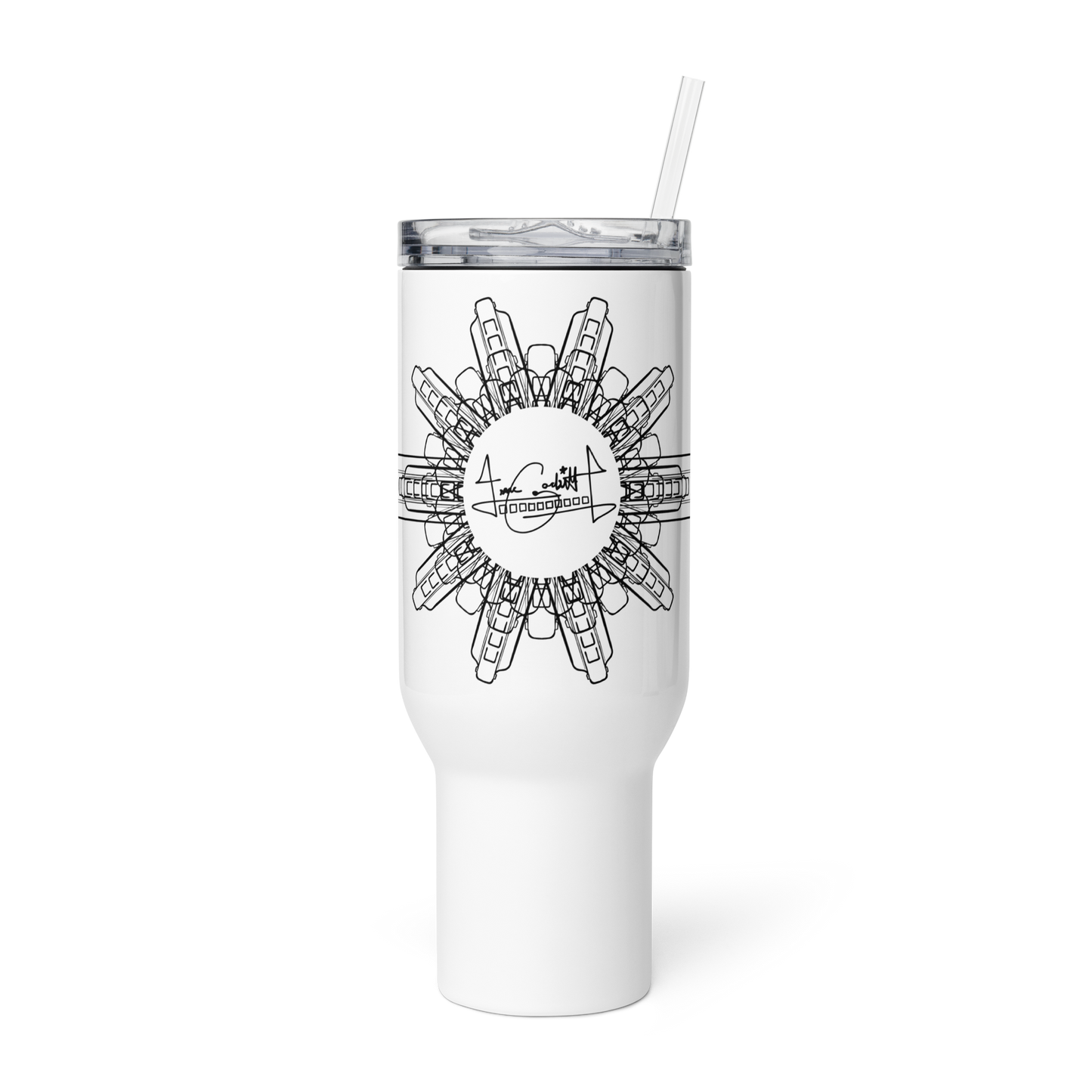 Harmonica Mandala Travel mug with a handle